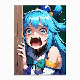 Anime Girl With Blue Hair Canvas Print