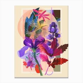 Aconitum 1 Neon Flower Collage Canvas Print