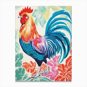 Colourful Bird Painting Rooster 1 Canvas Print