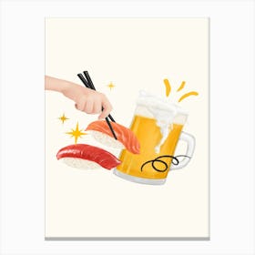 Sushi And Beer Canvas Print