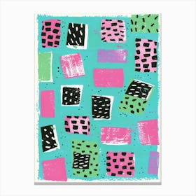 Pink And Black Squares Canvas Print