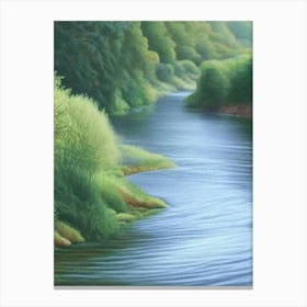 River Current Landscapes Waterscape Crayon 2 Canvas Print