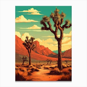  Retro Illustration Of A Joshua Trees In Mojave Desert 5 Canvas Print