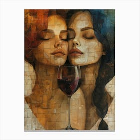 Two Women Drinking Wine 4 Canvas Print