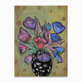 FLORA DAZE -"into the Garden" Abstract Flower with Polka Dot Vase by "COLT x WILDE"  Canvas Print