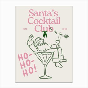 Santa’s Cocktail Club | Trendy Preppy Ho Ho Ho Christmas 3 Canvas Print