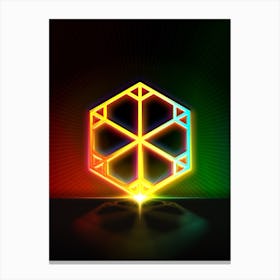 Neon Geometric Glyph in Watermelon Green and Red on Black n.0289 Canvas Print