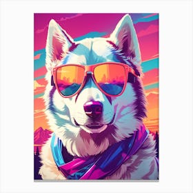 Siberian Husky Dog Wearing Glasses Canvas Print
