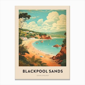 Devon Vintage Travel Poster Blackpool Sands Canvas Print