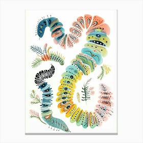 Colourful Insect Illustration Catepillar 2 Canvas Print