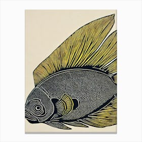 Tang Fish Linocut Canvas Print
