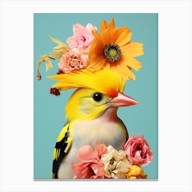 Bird With A Flower Crown American Goldfinch 1 Canvas Print