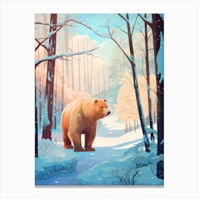 Winter Brown Bear 2 Illustration Canvas Print