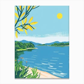 Lake Towada Japan 3 Colourful Illustration Canvas Print