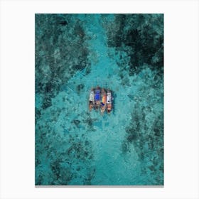 Boats In The Transparent Turquoise Sea Top View Oil Painting Landscape Canvas Print