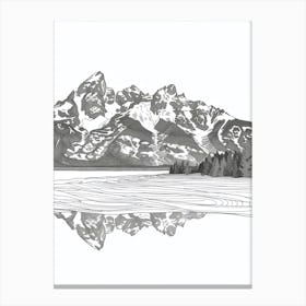 Grand Teton Usa Line Drawing 3 Canvas Print