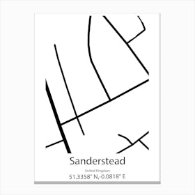 Sanderstead,United Kingdom Minimalist Map Stampe su tela