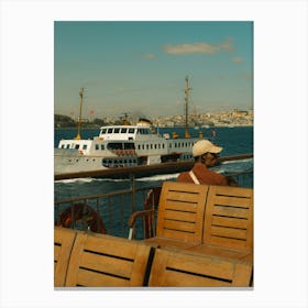 Istanbul Bosphorus scene with ferry Canvas Print