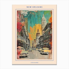 Retro New Orleans Collage Poster 2 Canvas Print