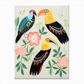 Folk Style Bird Painting Pelican Canvas Print