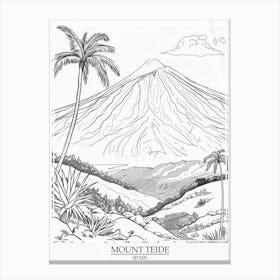 Mount Teide Spain Color Line Drawing 4 Poster Canvas Print