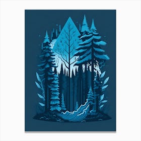 A Fantasy Forest At Night In Blue Theme 93 Canvas Print