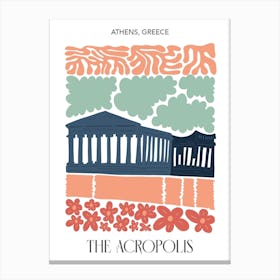 The Acropolis   Athens, Greece, Travel Poster In Cute Illustration Canvas Print