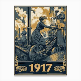 Aihrgdesign A Vintage Industrial Poster Showing Women Working 2eab482d Bd2c 45cf A6a9 Aba2df981be5 1 Canvas Print