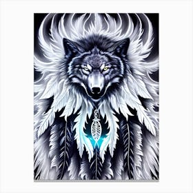 Wolf With Feathers 3 Canvas Print