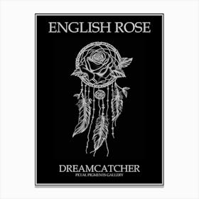 English Rose Dreamcatcher Line Drawing 2 Poster Inverted Canvas Print