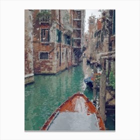 Boat In Venice Canals Oil Painting Landscape Canvas Print