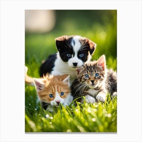 Cats and Dogs Best Friends Canvas Print