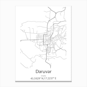 Daruvar,Croatia Minimalist Map Canvas Print