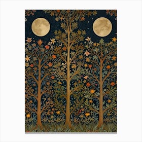 Moonlight Trees Style William Morris 2 Art Print Canvas Print