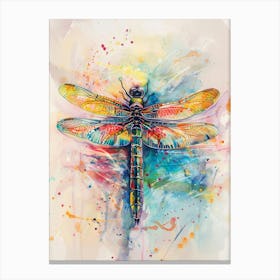 Dragonfly Colourful Watercolour 3 Canvas Print