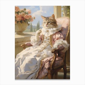 Cat In A Medieval Dress Lounging In The Sun Canvas Print