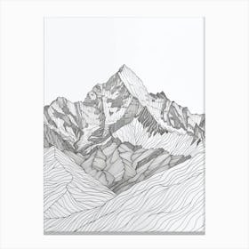 Annapurna Nepal Line Drawing 2 Canvas Print