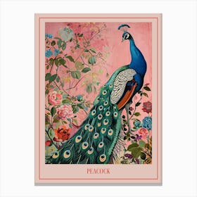 Floral Animal Painting Peacock 2 Poster Canvas Print