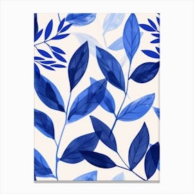 Blue Watercolor Leaves Canvas Print
