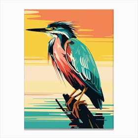 Andy Warhol Style Bird Green Heron 3 Stampe su tela