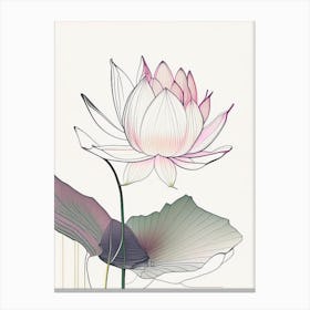 Lotus Flower In Garden Abstract Line Drawing 6 Canvas Print