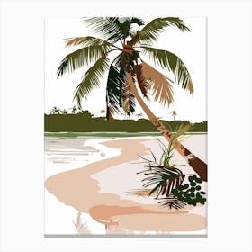 Palm Tree On The Beach Vector Canvas Print