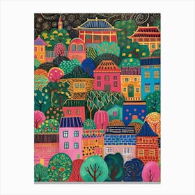 Kitsch Colourful Cityscape 1 Canvas Print