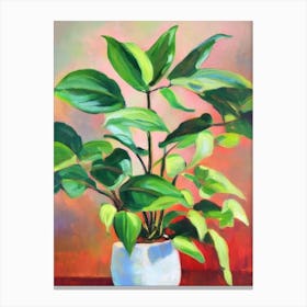 Heartleaf Philodendron 2  Impressionist Painting Plant Canvas Print
