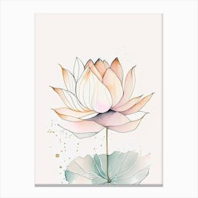 Lotus Flower Pattern Minimal Watercolour 2 Canvas Print