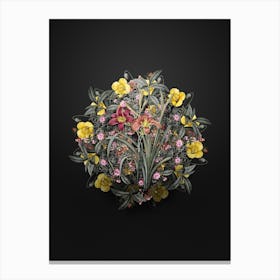 Vintage Orange Day Lily Flower Wreath on Wrought Iron Black n.2369 Canvas Print