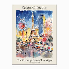 Poster Of The Cosmopolitan Of Las Vegas   Las Vegas, Nevada   Resort Collection Storybook Illustration 1 Canvas Print