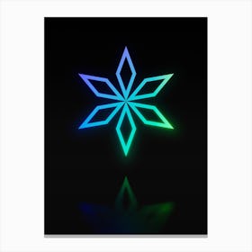 Neon Blue and Green Abstract Geometric Glyph on Black n.0341 Canvas Print