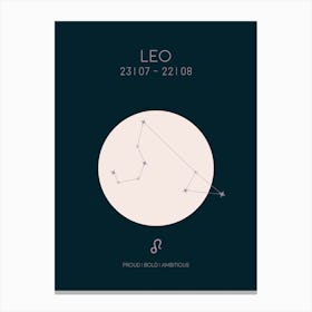 Leo Star Sign In Dark Canvas Print