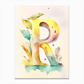 R  Letter, Alphabet Storybook Watercolour 2 Canvas Print